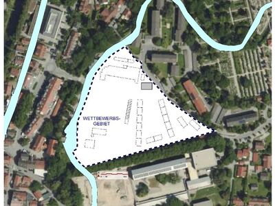 Luftaufnahme eines Teils der Innenstadt